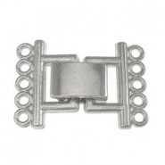 Metalen clip / vouw sluiting ± 24x17mm 2x5 oogjes Antiek zilver 